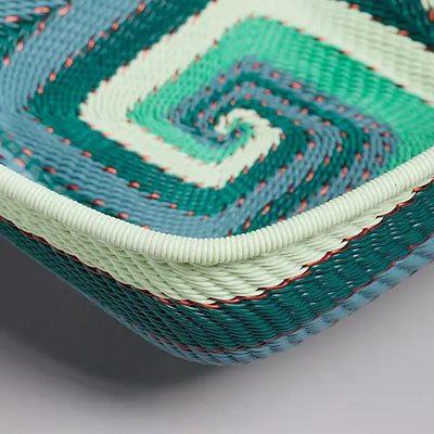 Square basket zulu wire- Emerald - Medium - Close up