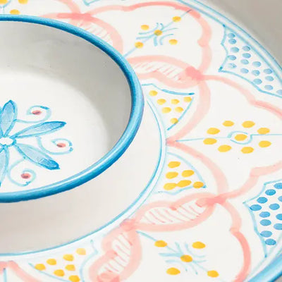 Nour – Hand-Painted Moroccan Ceramic Dip Plate - Close up