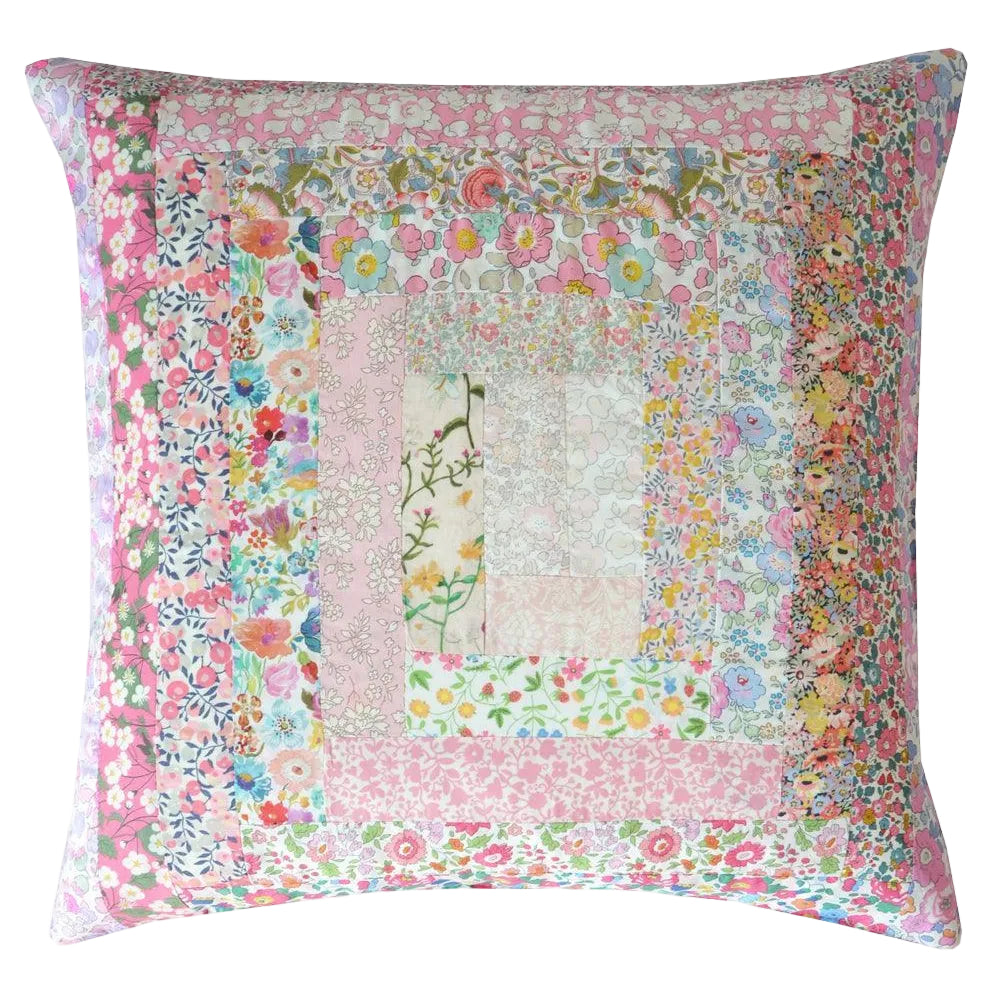 Patchwork Cushion made with Pink Liberty Fabric - Coco & Wolf