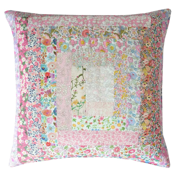 Patchwork Cushion made with Pink Liberty Fabric - Coco & Wolf
