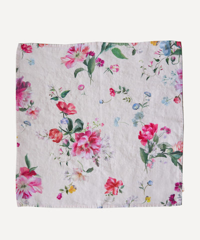 Peony printed linen napkin