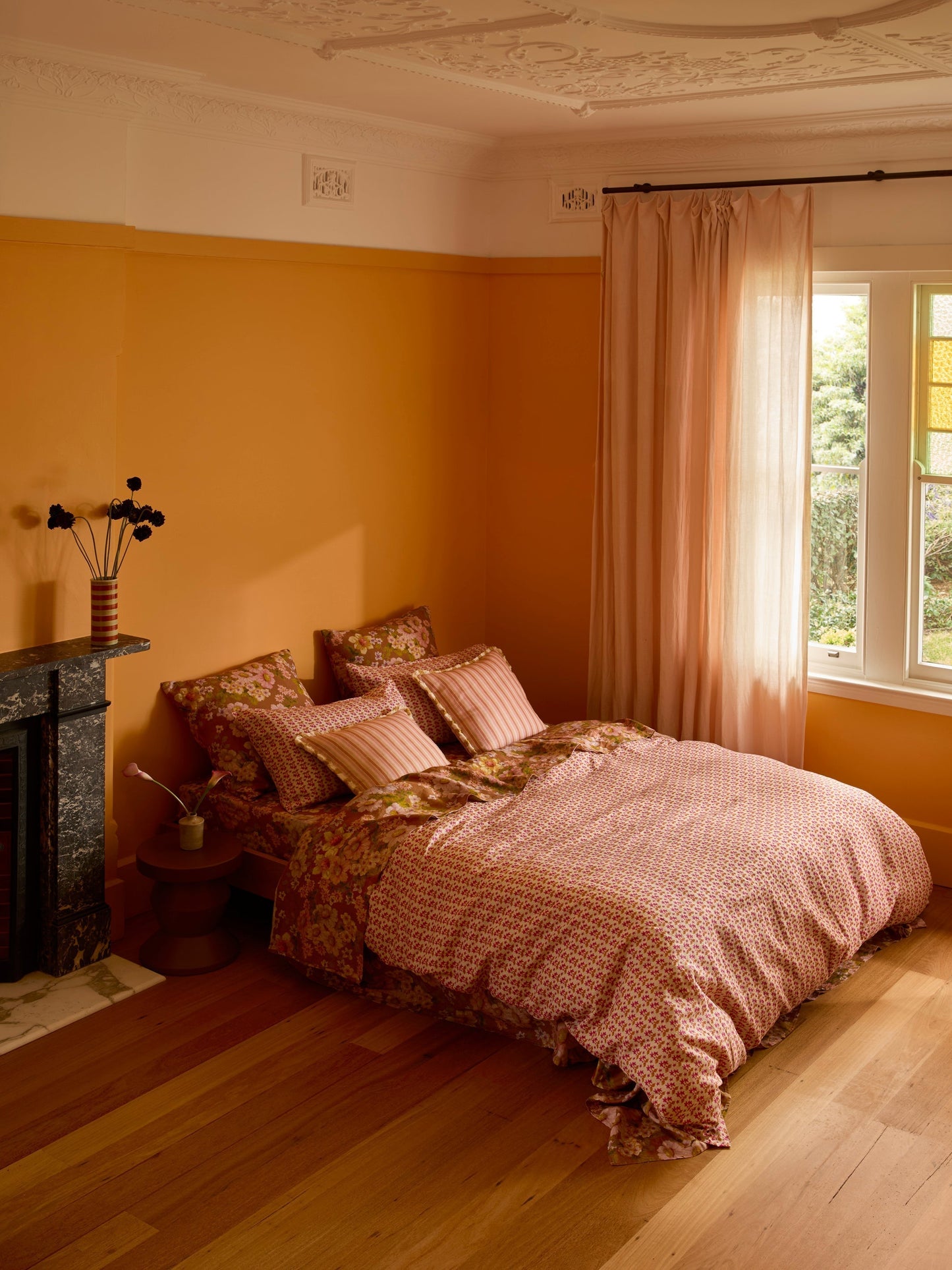 Buttercup Rust Linen Flat Sheet
