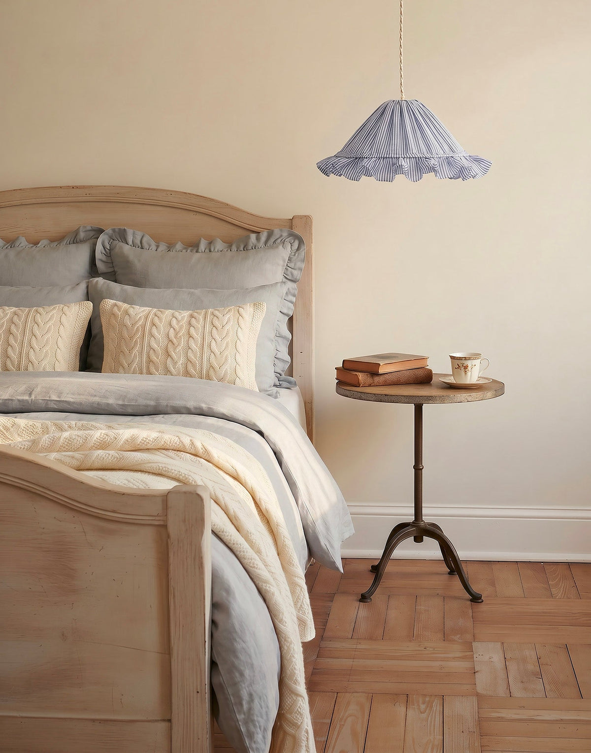 Petite Emilia Fine-Striped Conical Ruffle Lampshade "Marina"