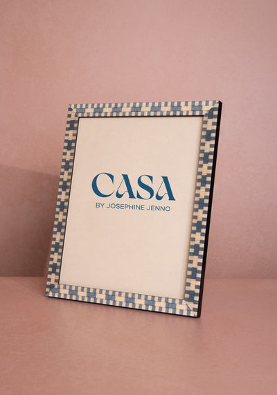 Light Blue Mosaic Marquetry Photo Frame 8 x 10" Wall and Desk