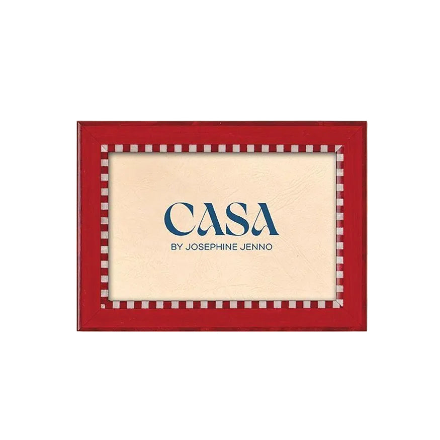 Red and White Striped Marquetry Photo Frame 7x5"