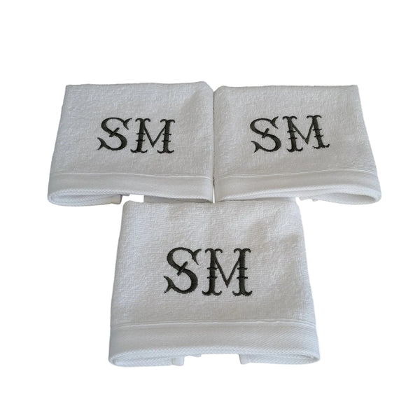 Bath - Monogrammed Embroidery Guest Towels (Set Of 3)