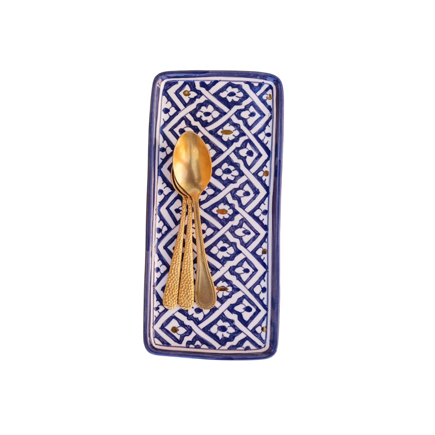 Long Rectangular Tray - Fassia Blue Majorelle Gold