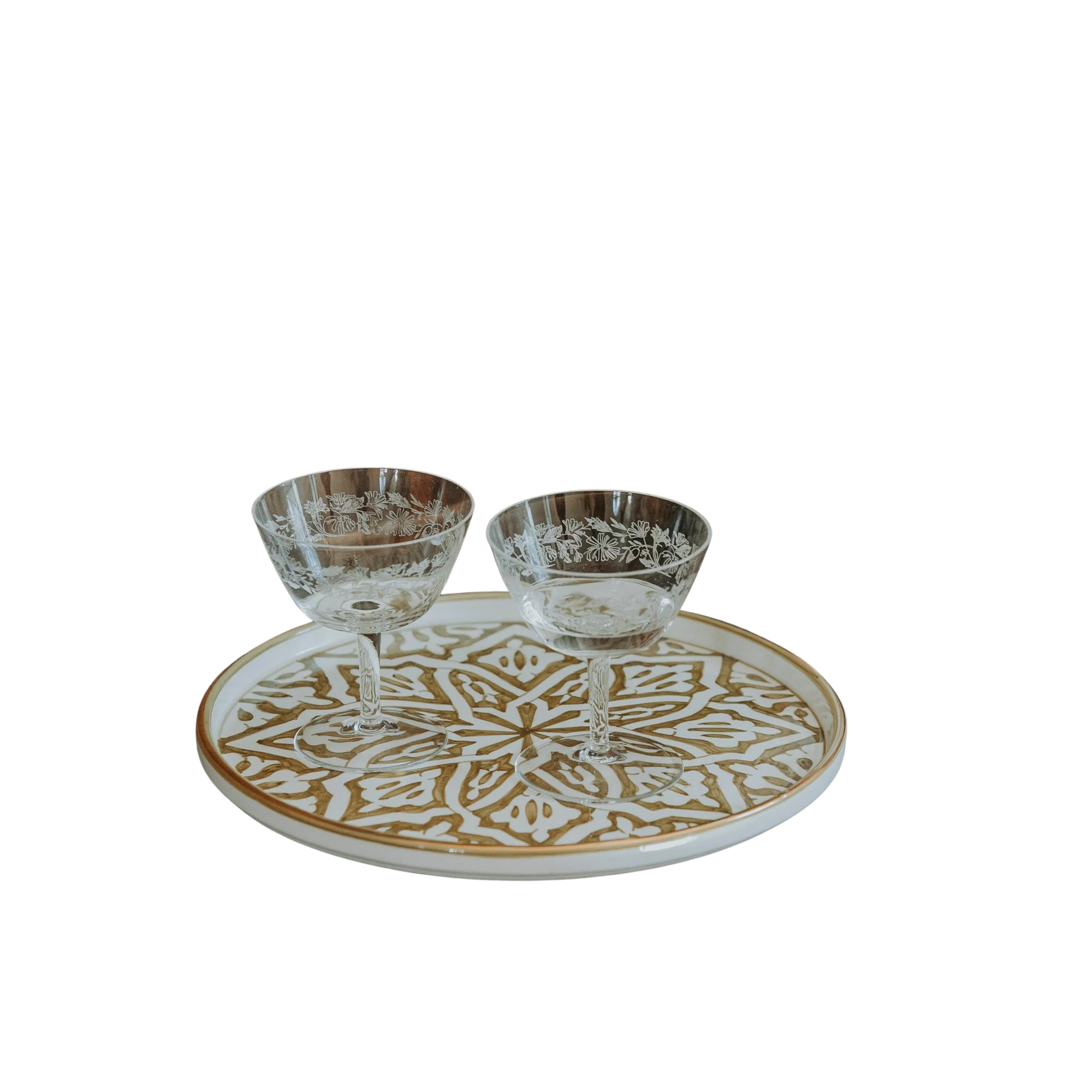 Large Round Tray - Fassia Khaki Gold
