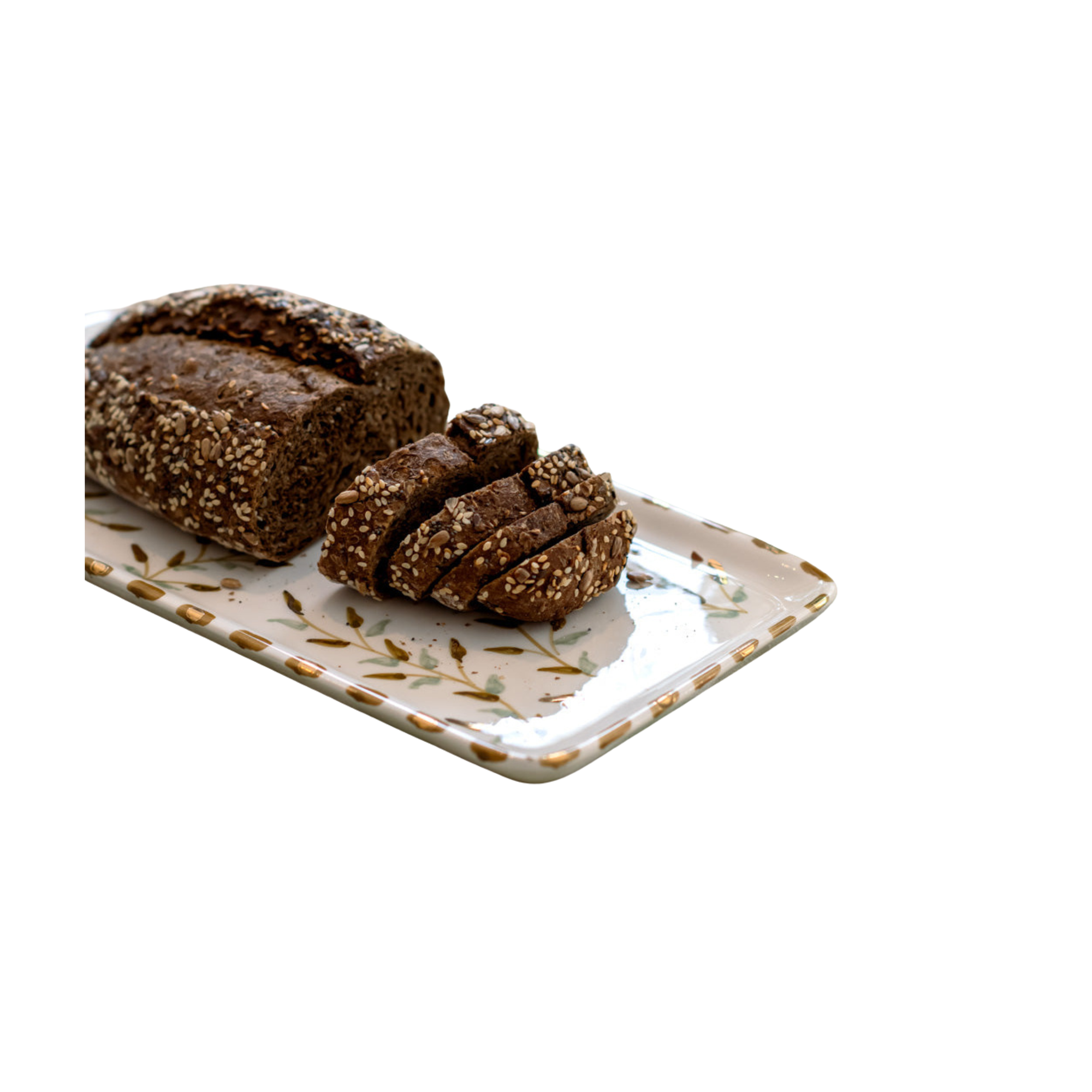 Long Rectangular Tray - Gold Leaves