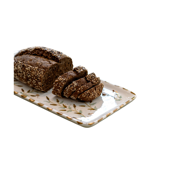 Long Rectangular Tray - Gold Leaves