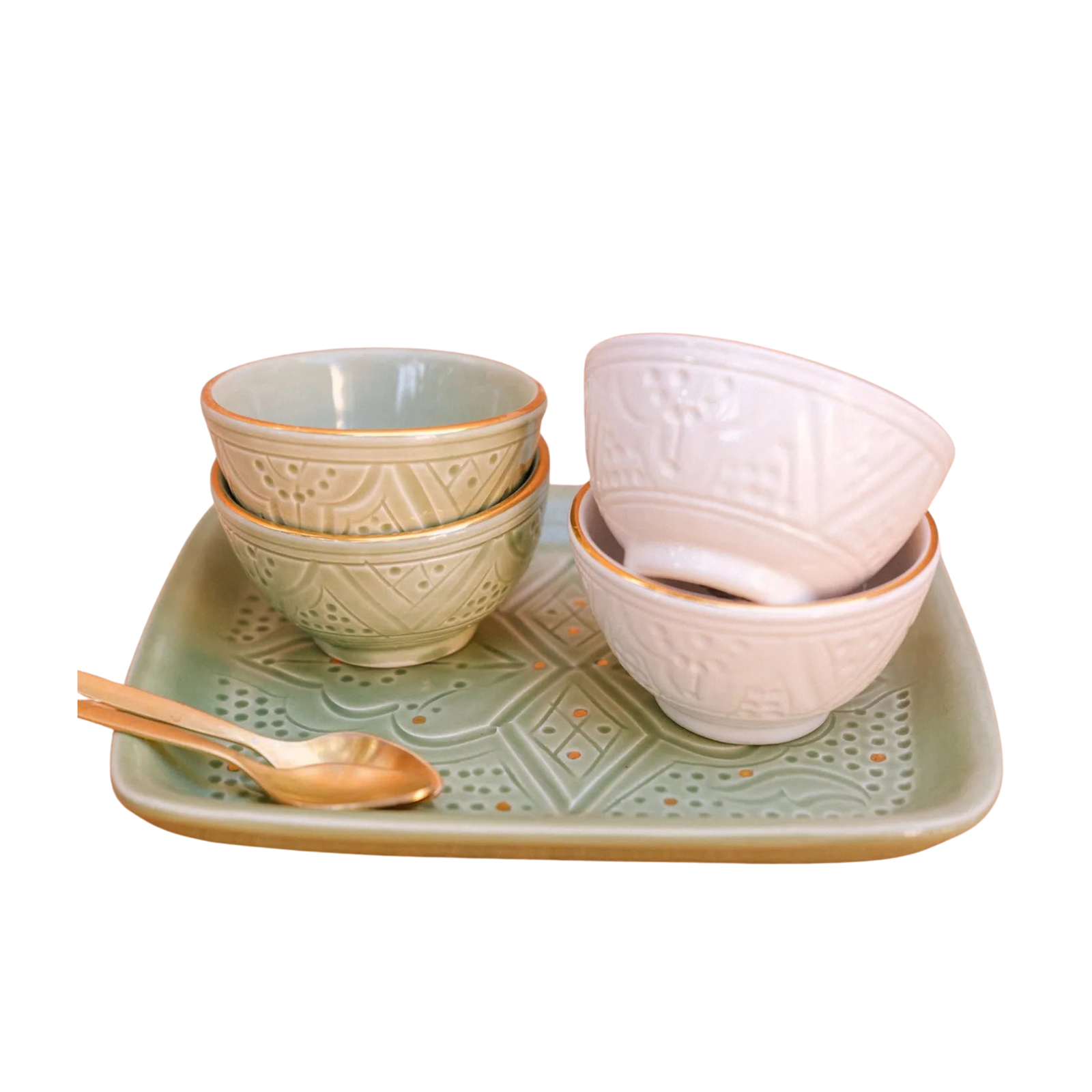 2 Mini Snack Bowls - Mint Gold Imprint