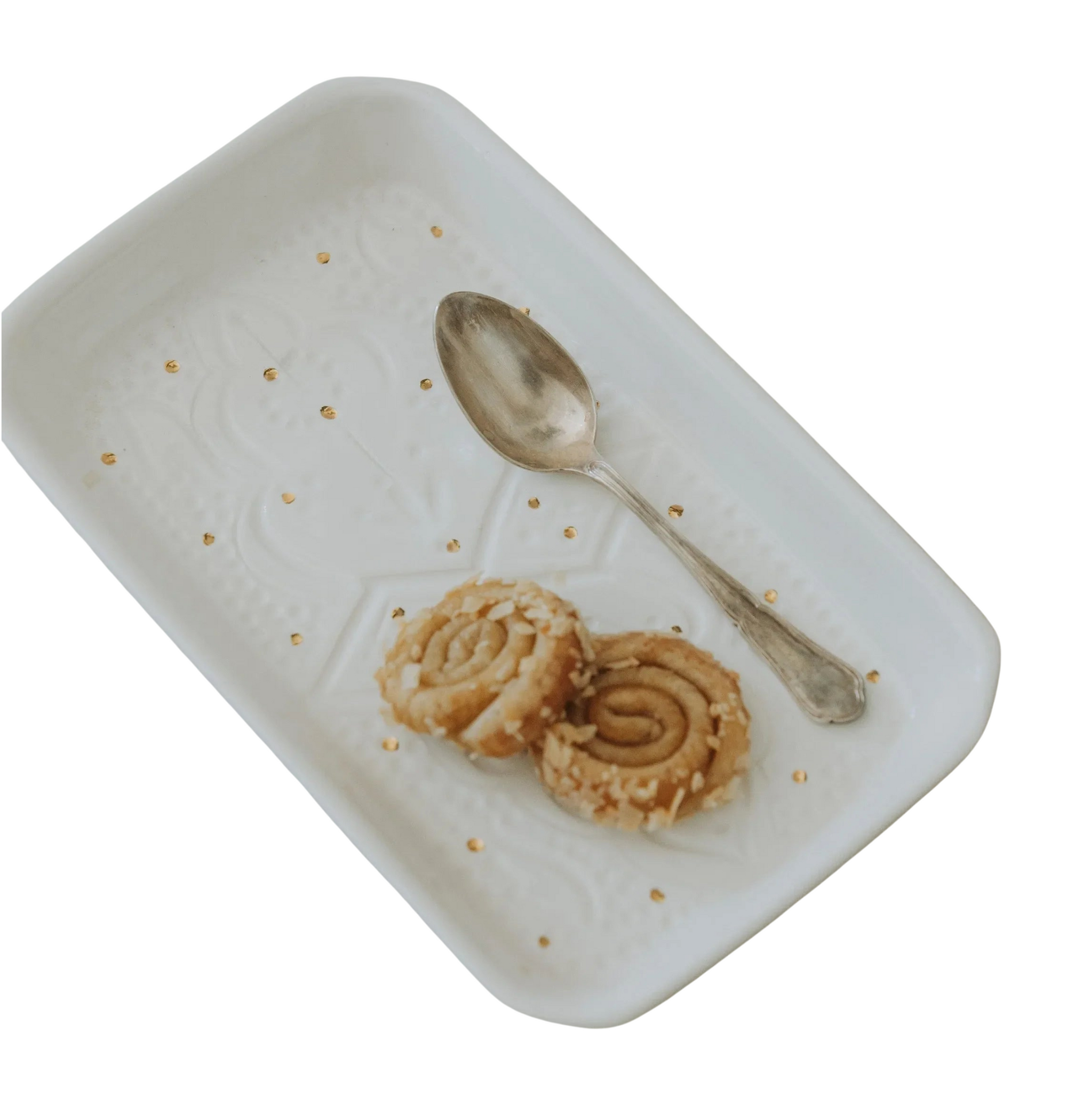 Rectangular Serving Tray - White Gold Imprint