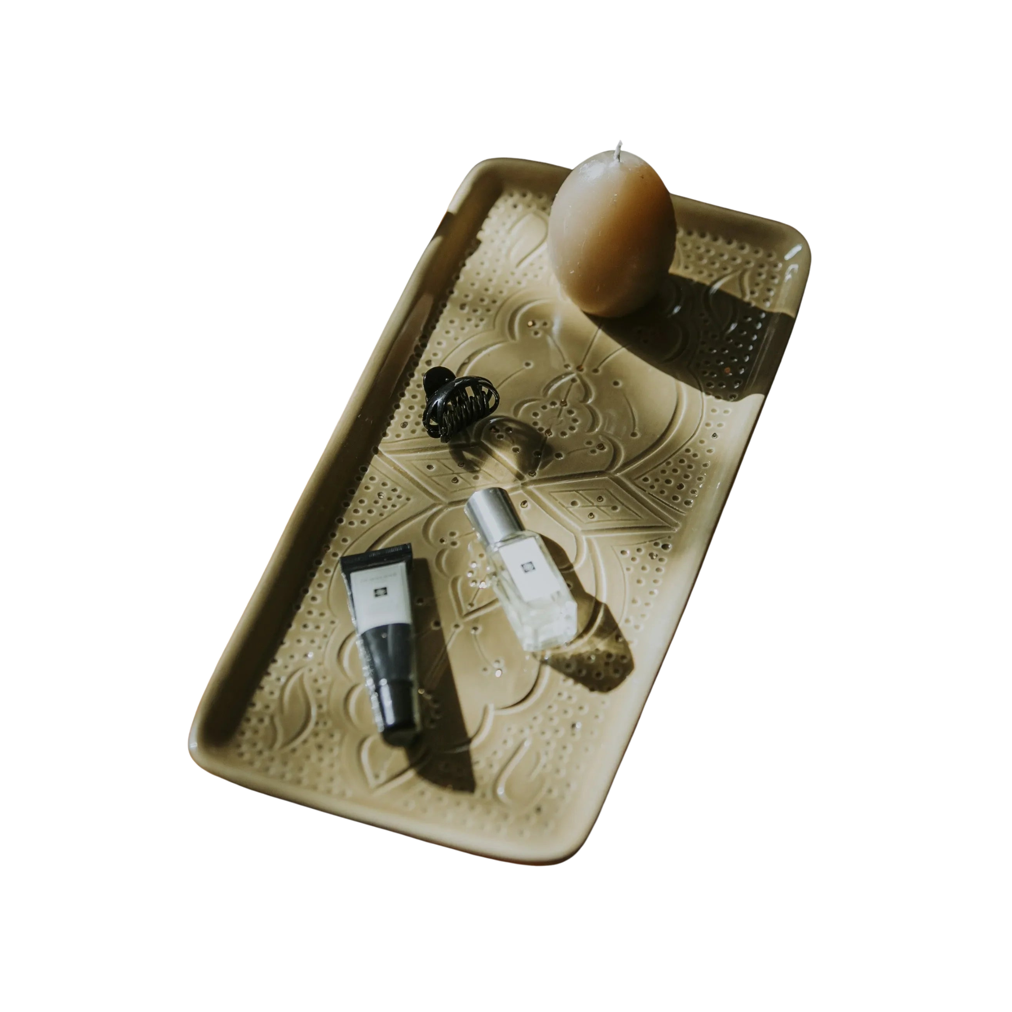 Long Rectangular Tray - Khaki Gold Imprint