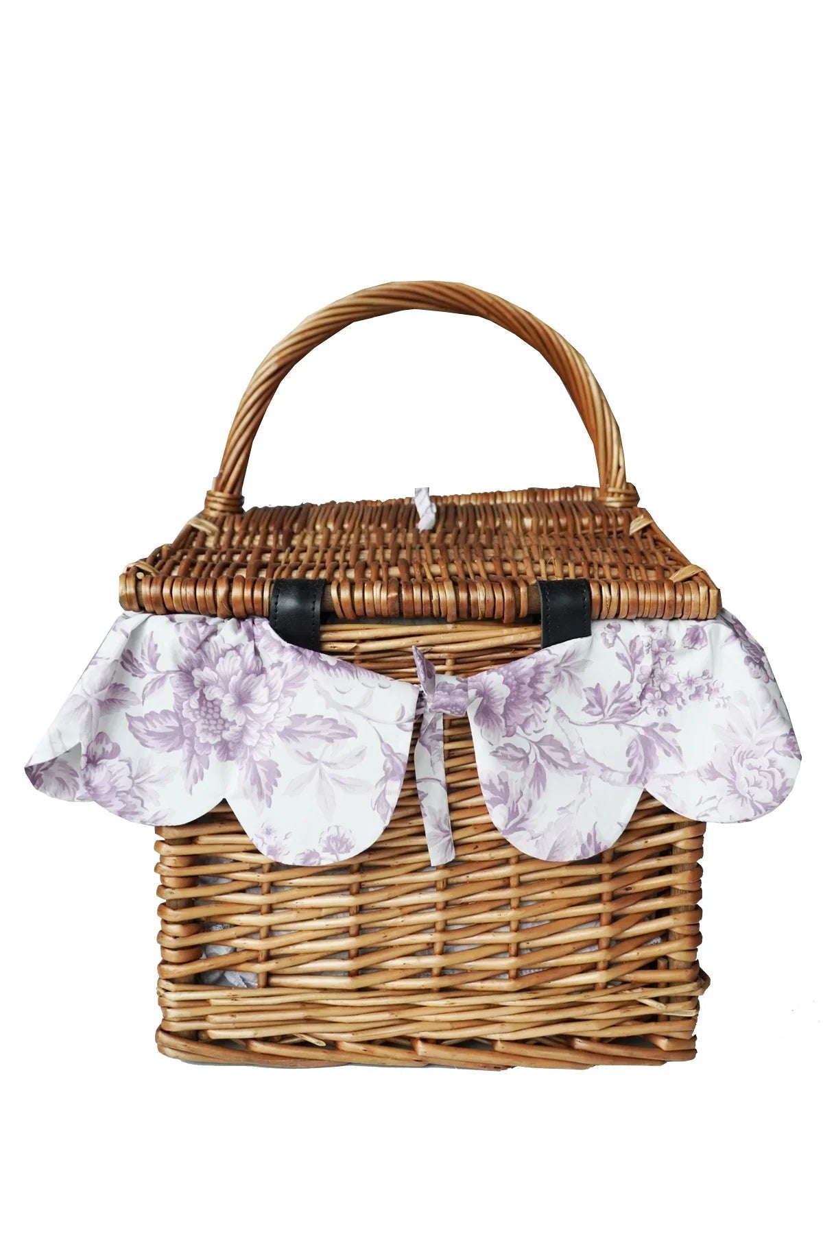 Rectangular Picnic Basket Hamper Made With Liberty Fabrics & Bridgerton Regency Trail Purple