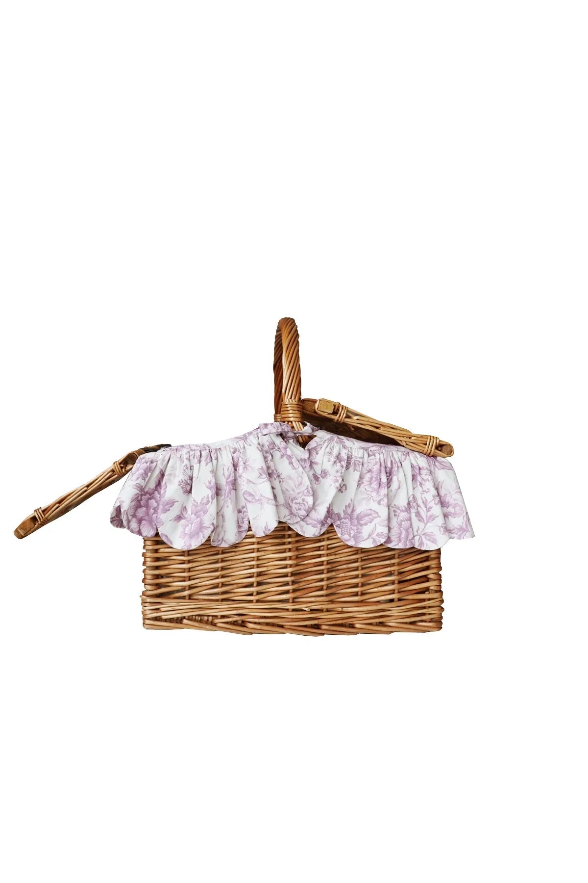 Rectangular Picnic Basket Hamper Made With Liberty Fabrics & Bridgerton Regency Trail Purple