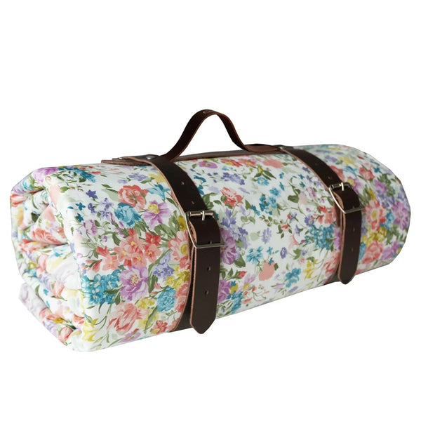 Picnic Blanket Made With Liberty Fabrics & Bridgerton Bouquet Parade Peach & Regency Trail Purple