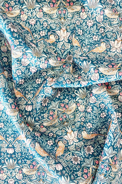 Picnic Blanket made with Liberty Fabric STRAWBERRY THIEF & CAPEL MUSTARD - Coco & Wolf