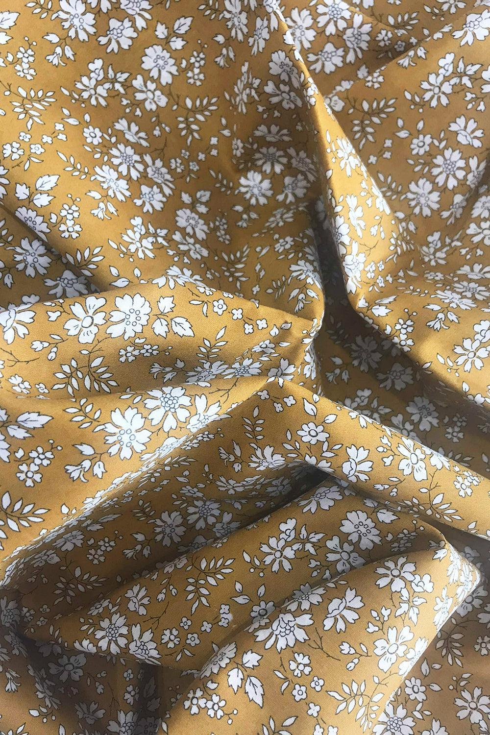 Picnic Blanket made with Liberty Fabric STRAWBERRY THIEF & CAPEL MUSTARD