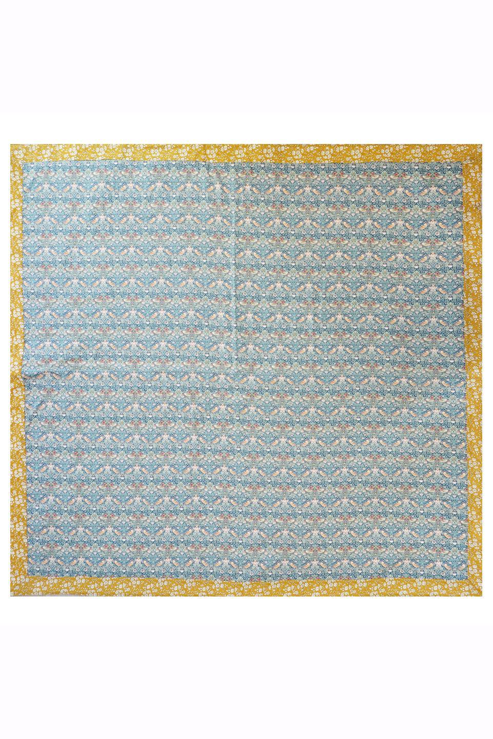 Picnic Blanket made with Liberty Fabric STRAWBERRY THIEF & CAPEL MUSTARD