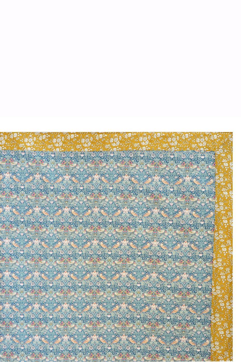 Picnic Blanket made with Liberty Fabric STRAWBERRY THIEF & CAPEL MUSTARD