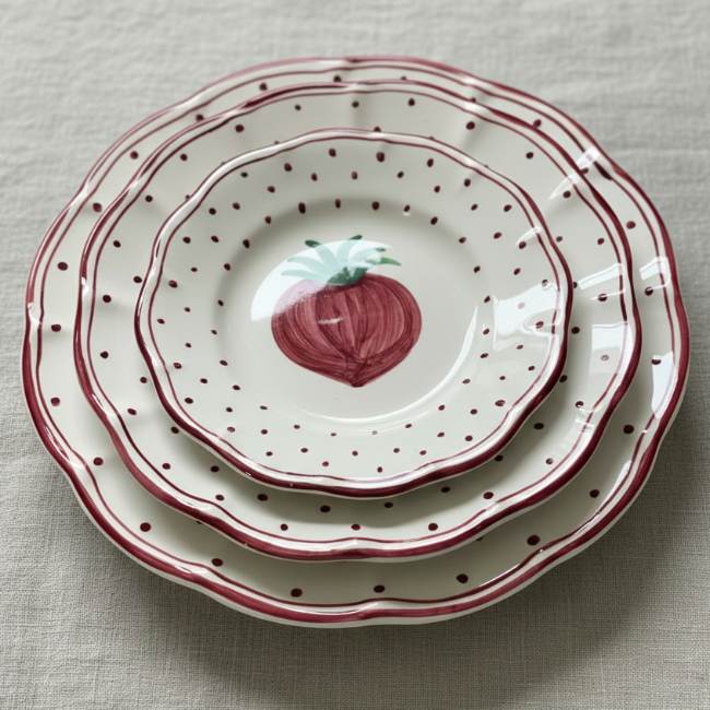 Plumetis Plate, Red - 25cm