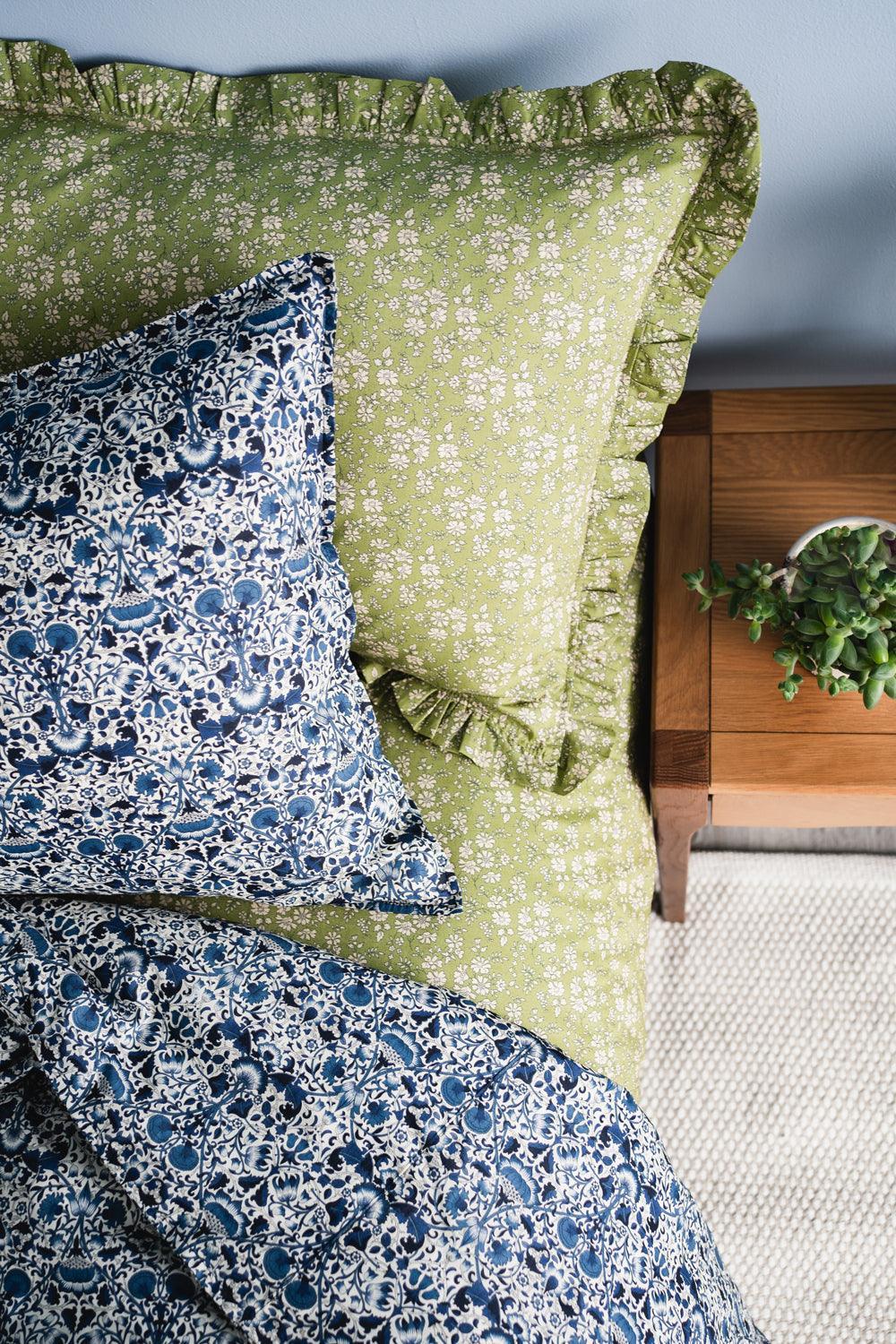 Pillowcase made with Liberty Fabric LODDEN NAVY - Coco & Wolf
