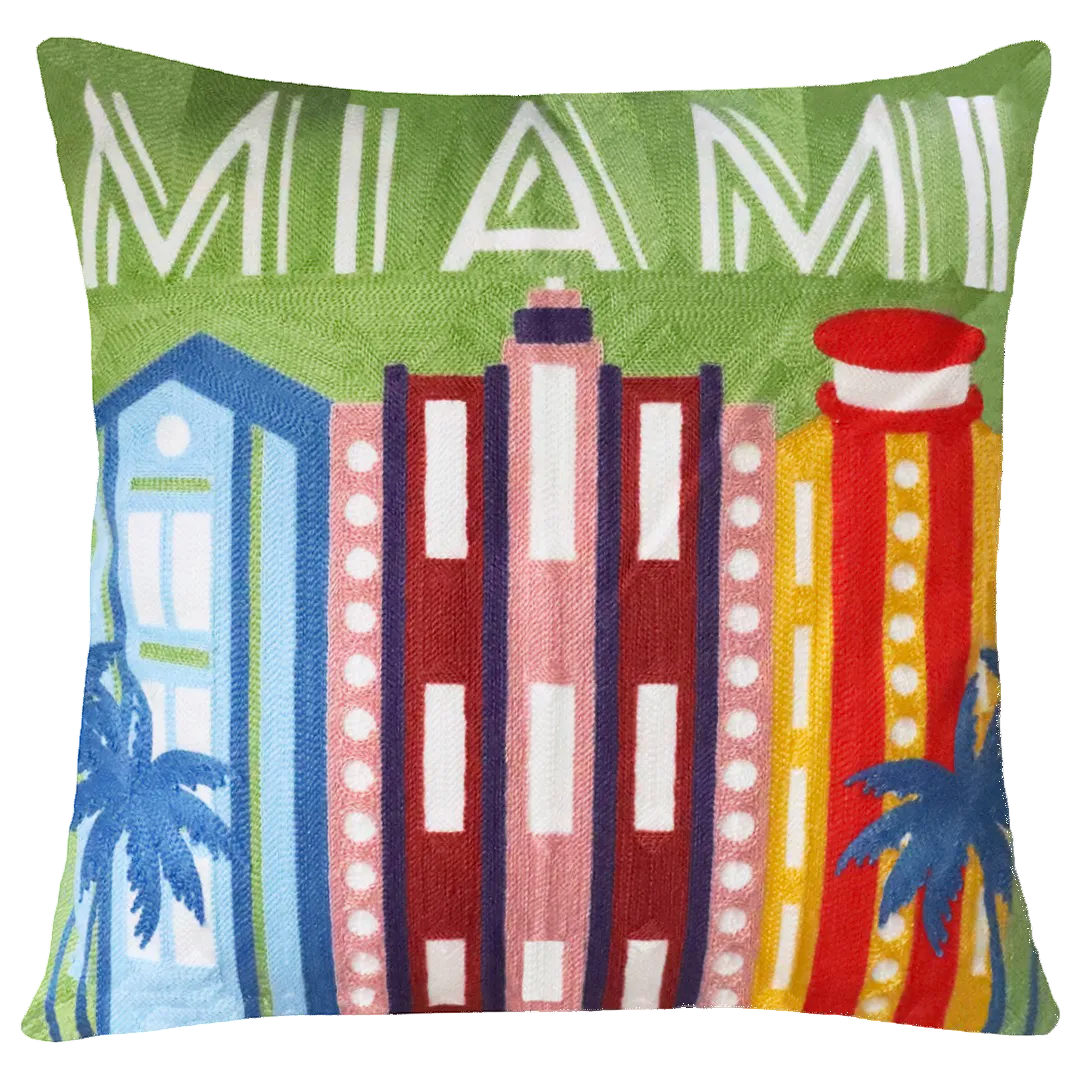 Miami - Needlepoint Travel Inspired Pillow