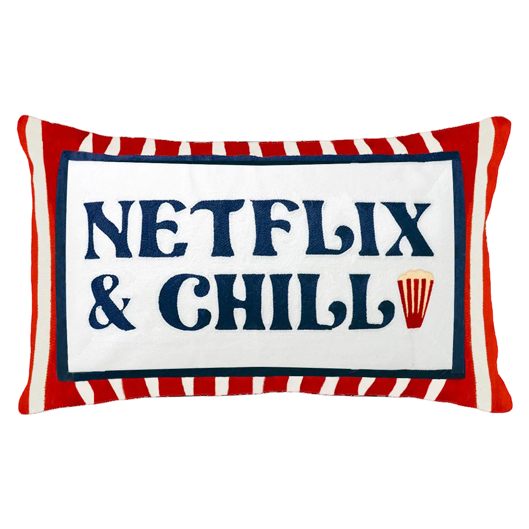 Netflix & Chill - Slogan Needlepoint Pillow
