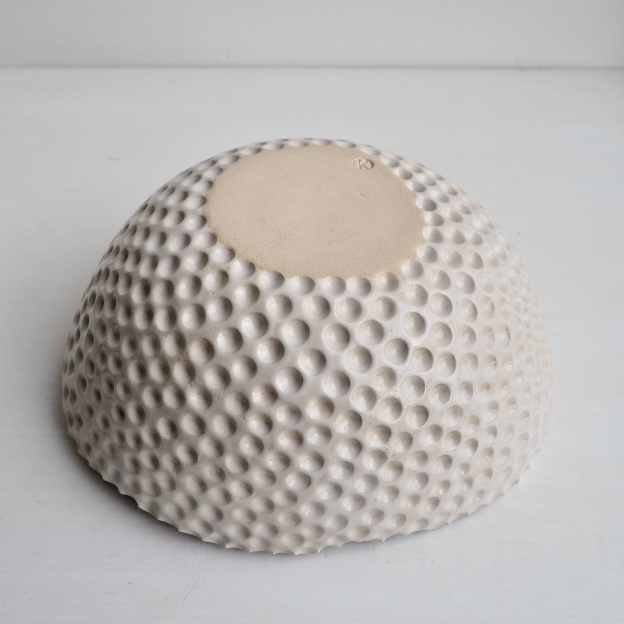 Handmade Pastel Pink Circle Texture Ceramic Fruit Bowl With Splatter Pattern