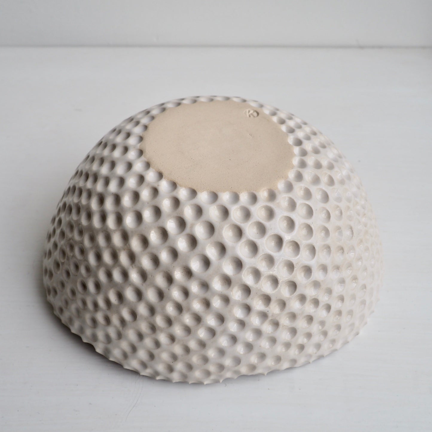 Handmade Pastel Pink Circle Texture Ceramic Fruit Bowl With Splatter Pattern