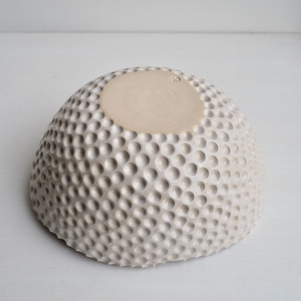 Handmade Pastel Pink Circle Texture Ceramic Fruit Bowl With Splatter Pattern