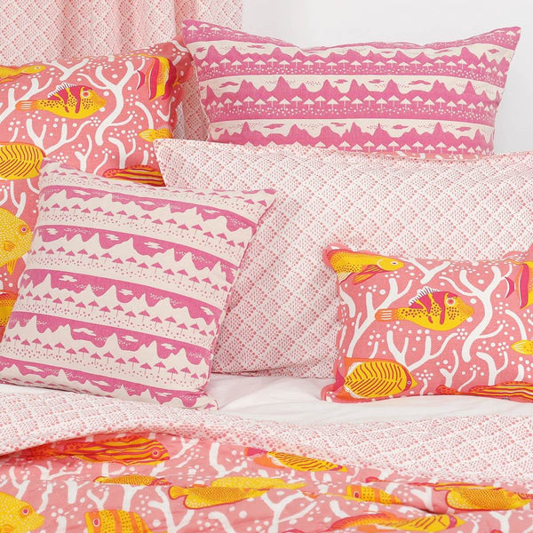 Pink Belle Mare Woven Cushion Cover