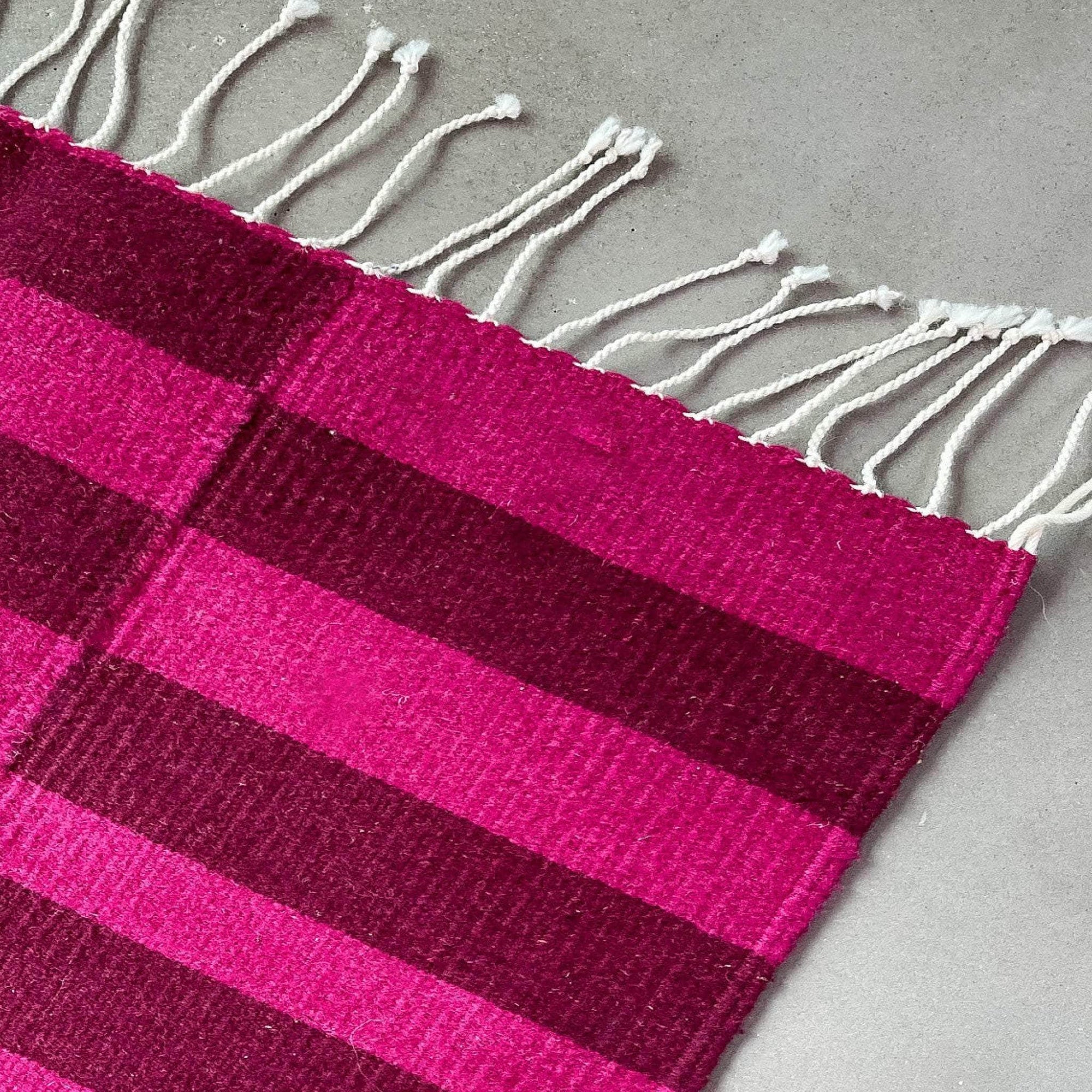 Fresh Natural Dye Handwoven Rug | Pink