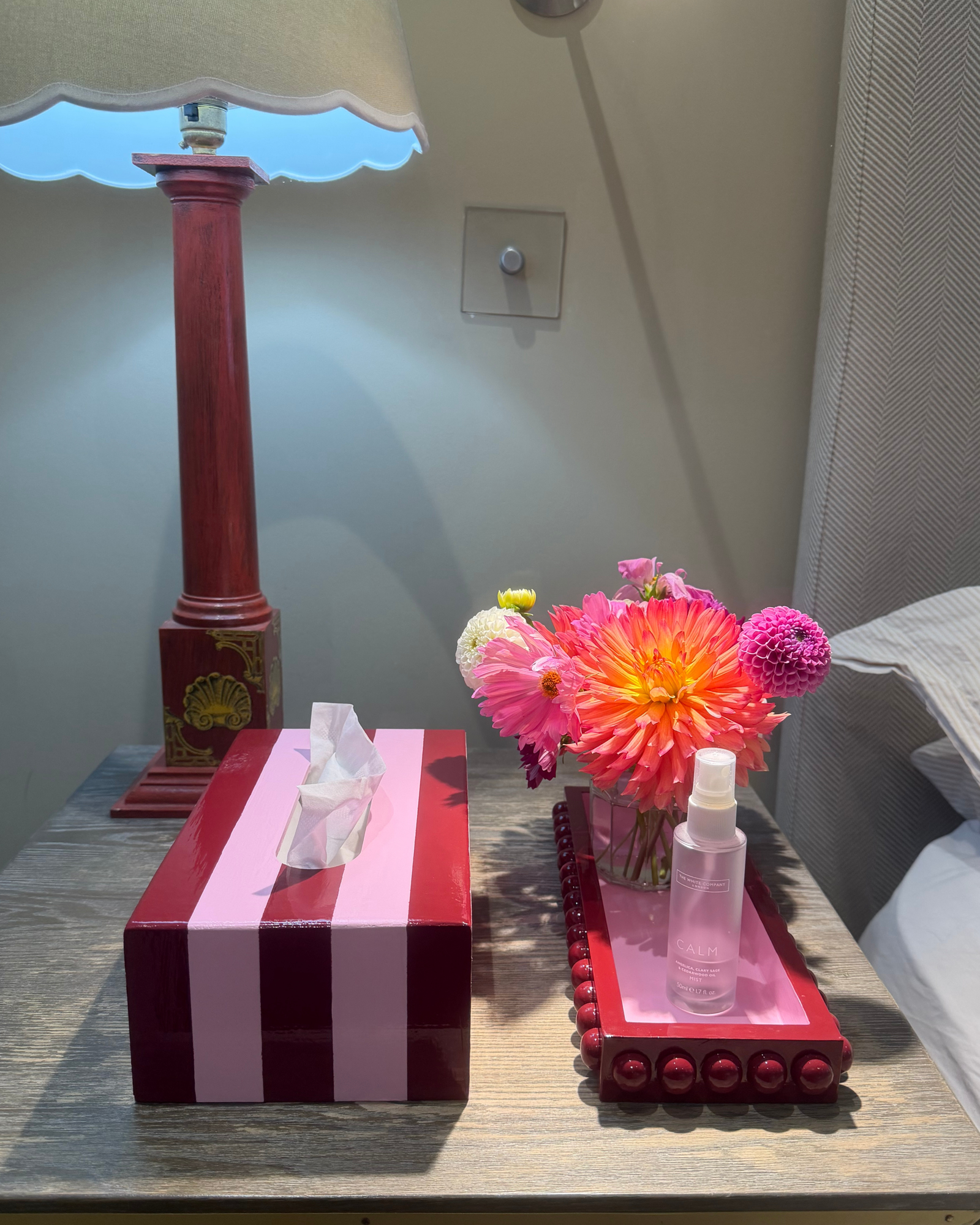 Pink & Red Bobbin Style Decorative Tray
