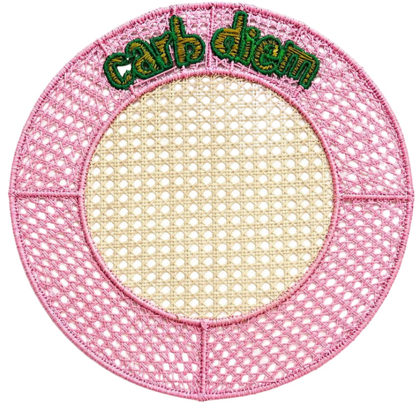 Embroidered Rattan Placemats with Fun Quotes (set of 4)