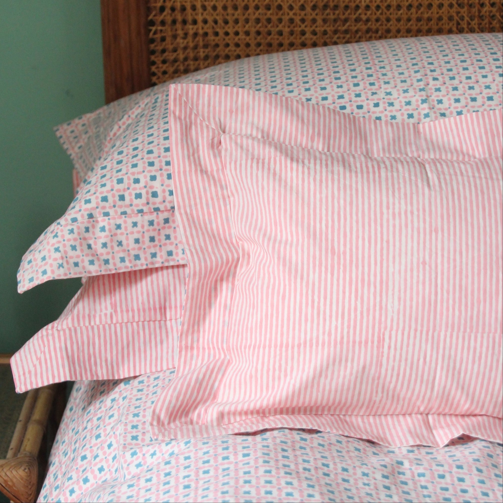 pink criss cross stripe baby pillowcase