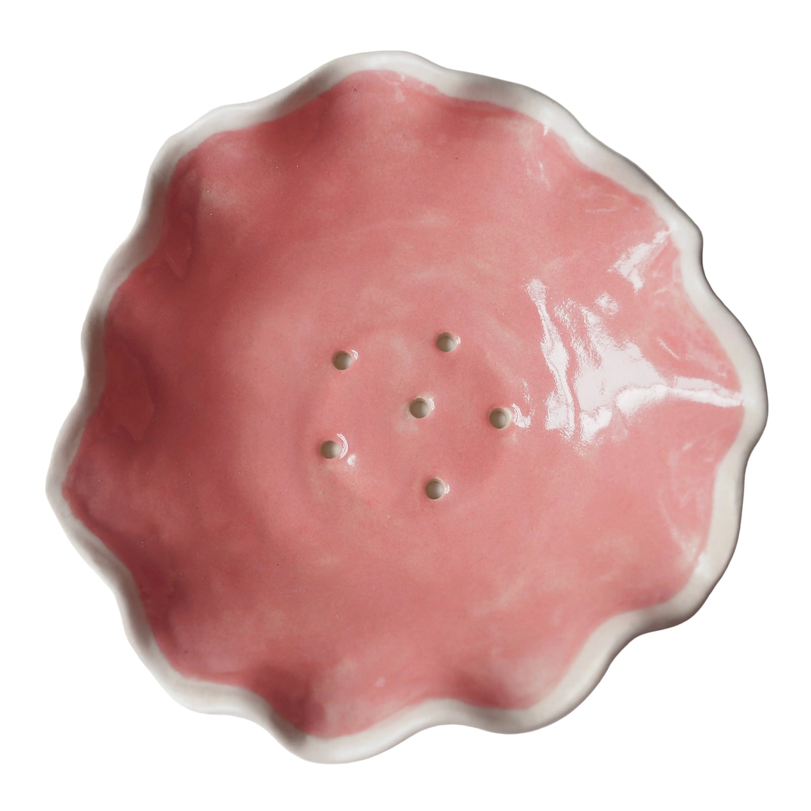 Handmade Pink Curvy Edge Ceramic Soap Dish