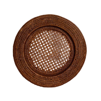 Harbour Island Round Rattan Charger Brown - Set of 4
