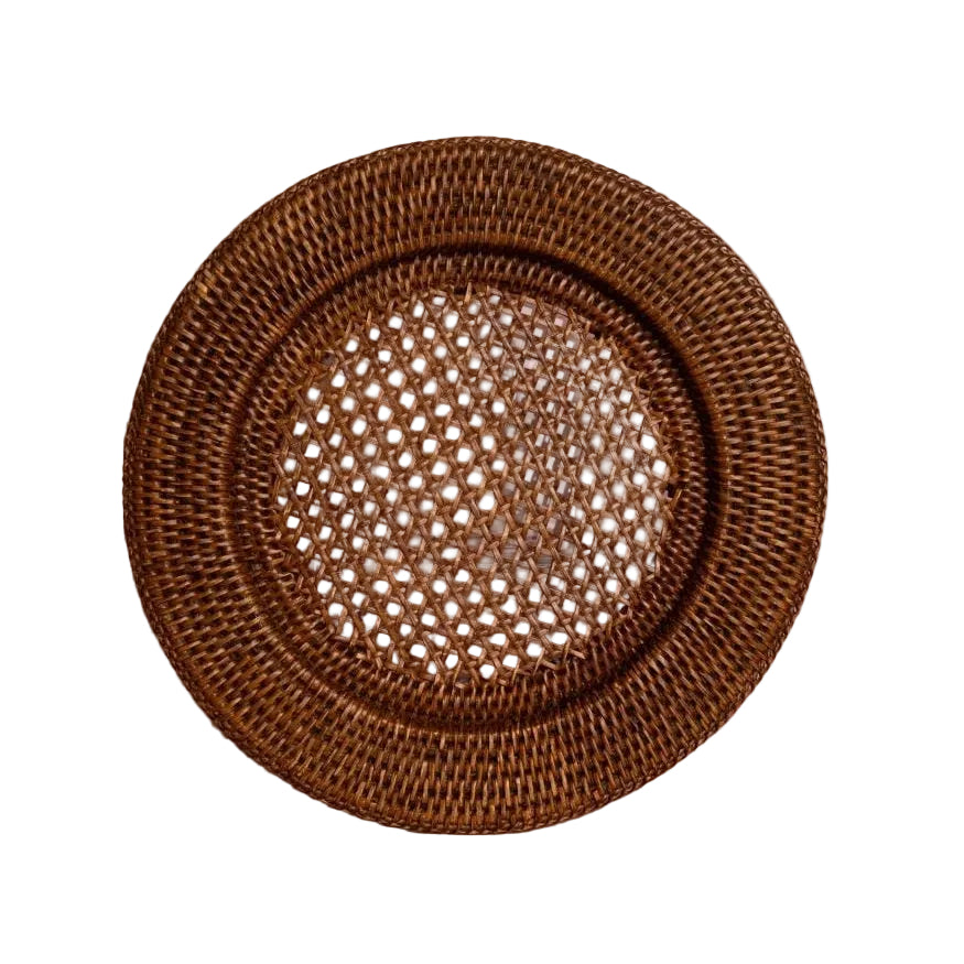 Harbour Island Round Rattan Charger Brown - Set of 4