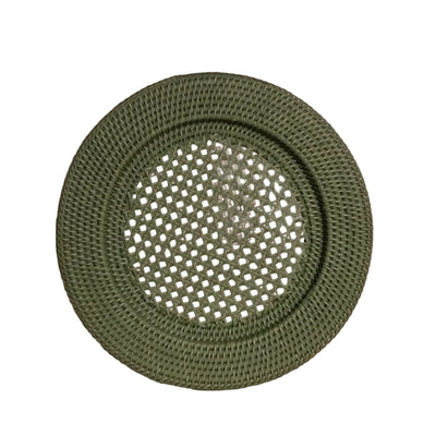 Harbour Island Round Rattan Charger Green - Set of 4