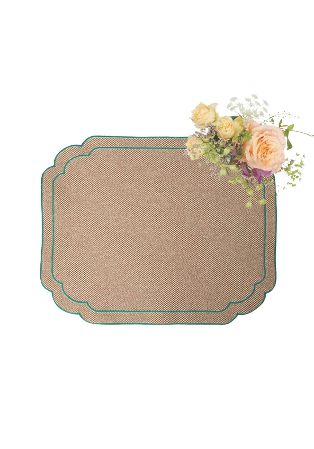 Placemats Hortensia Brown and Green Placemats - Set of 4
