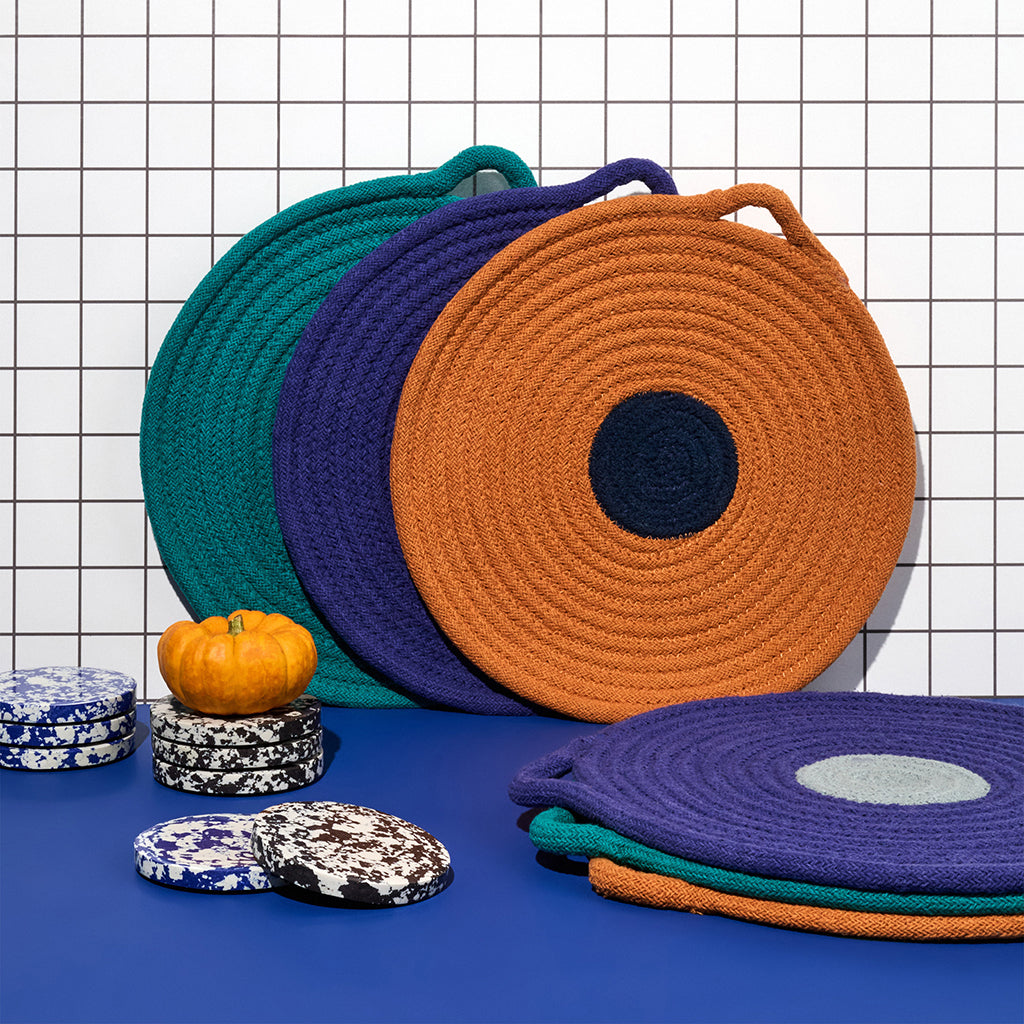 Penn Set of 2 Placemats, Cobalt Blue and Grey