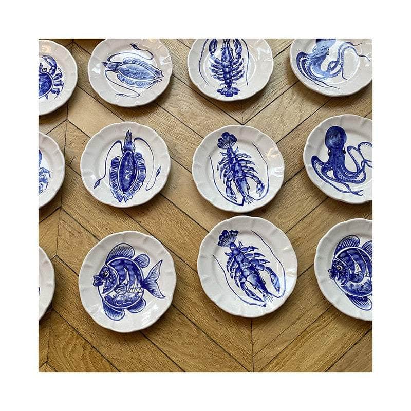 Load image into Gallery viewer, Blue Shellfish Dining Plate
