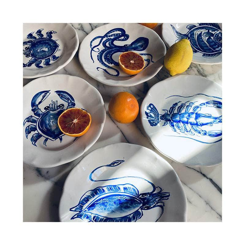 Blue Shellfish Dining Plate