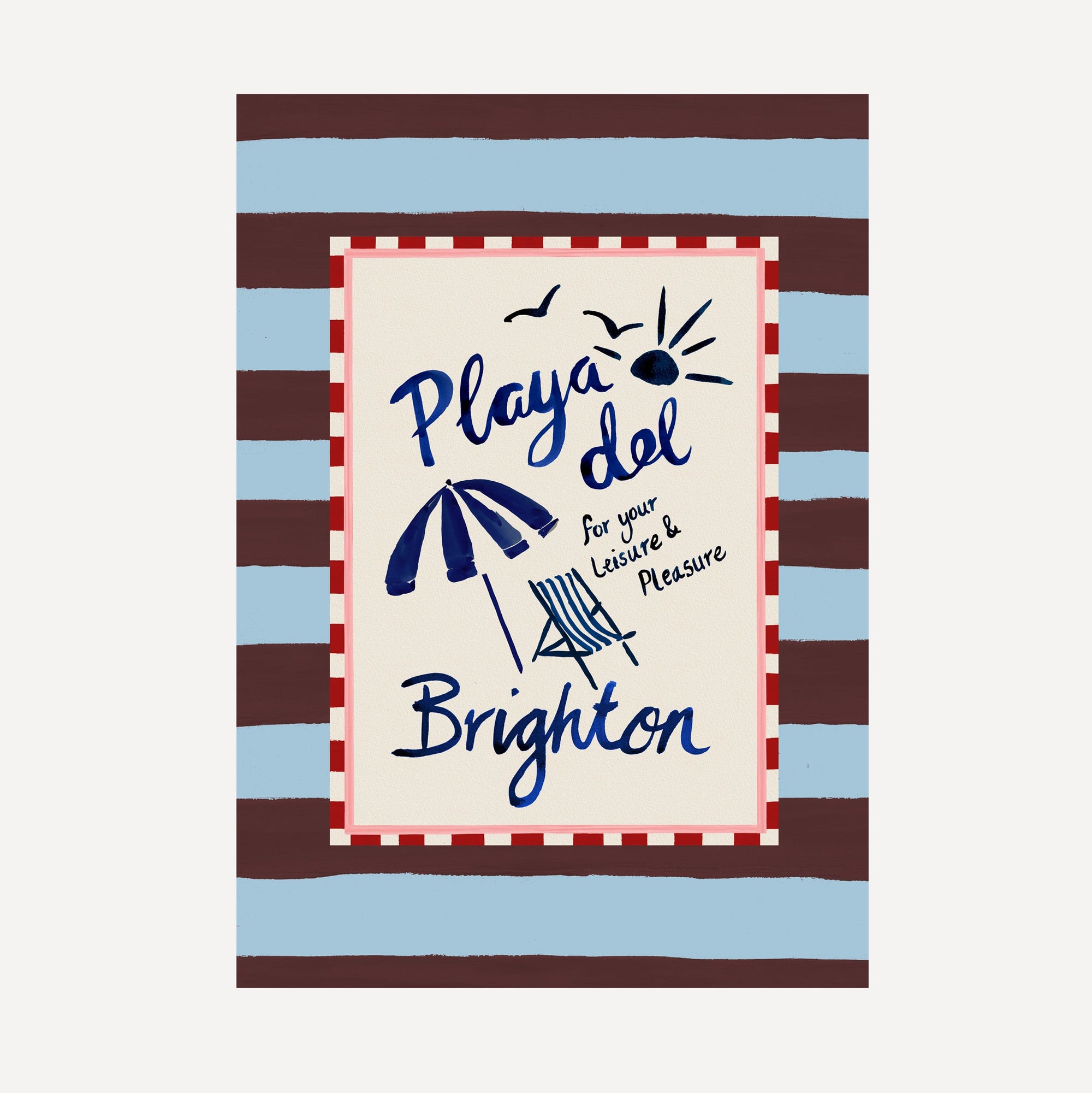 Playa del Brighton - Seaside scene Art Print front view