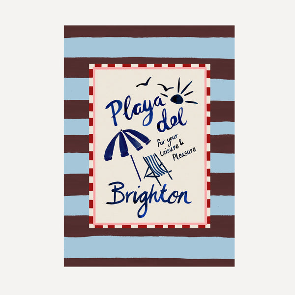 Playa del Brighton - Seaside scene Art Print front view
