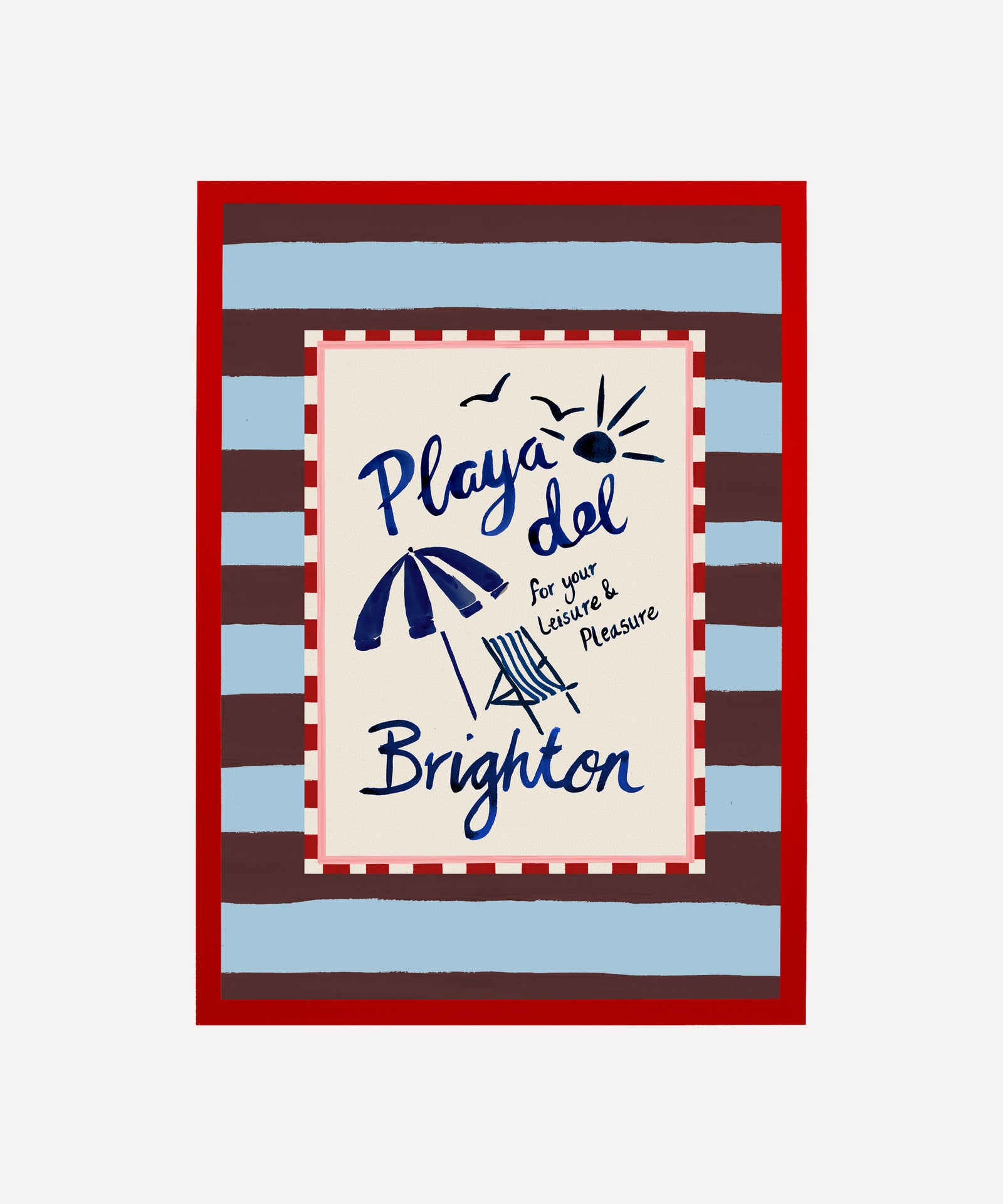 Playa del Brighton - Seaside scene Art Print in frames