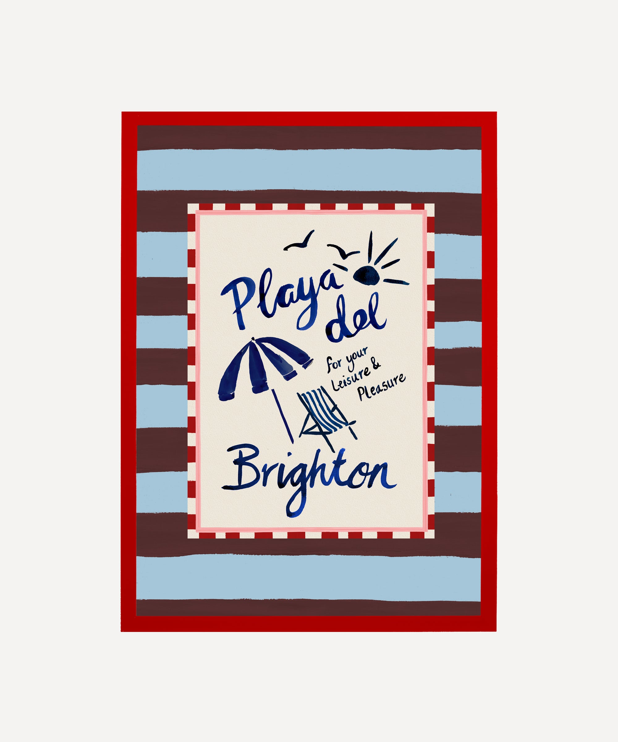Playa del Brighton - Seaside scene Art Print in frames