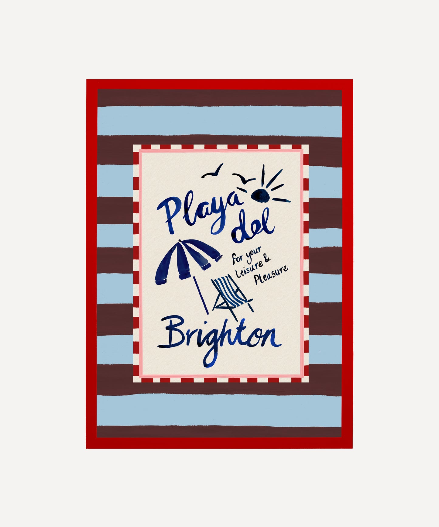 Playa del Brighton - Seaside scene Art Print in frames
