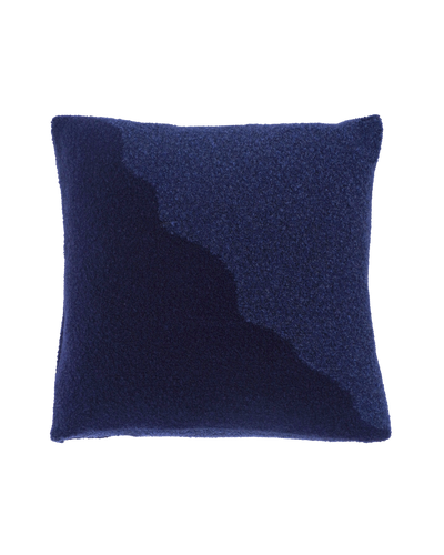 front side of blue/navy knit plush pillowcase in viscose and merino wool